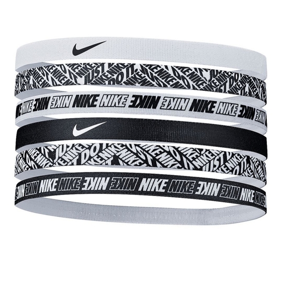 Nike Black White Logo Non-Slip Silicone Headbands Set of 6 - Picture 1 of 8
